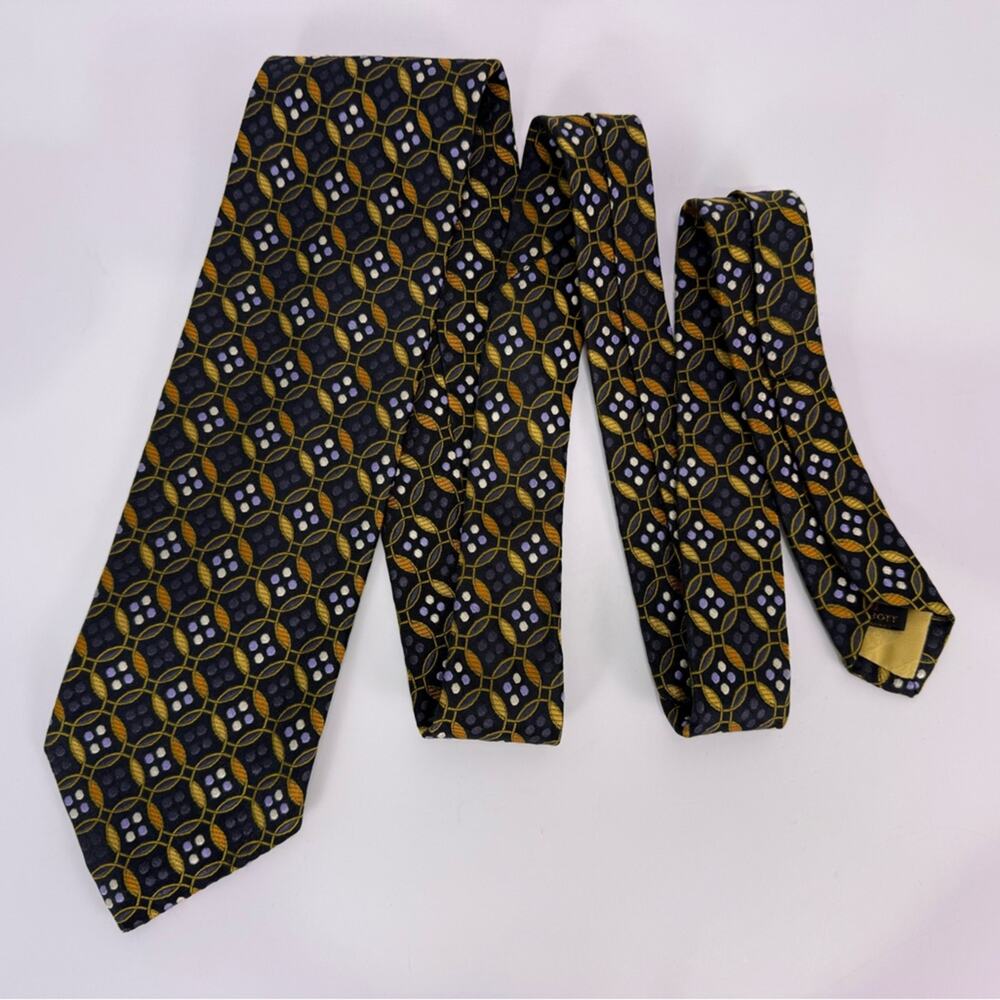 Robert Talbott Silk Tie Nordstrom Best of Class Geometric Navy Gold - Picture 2 of 7